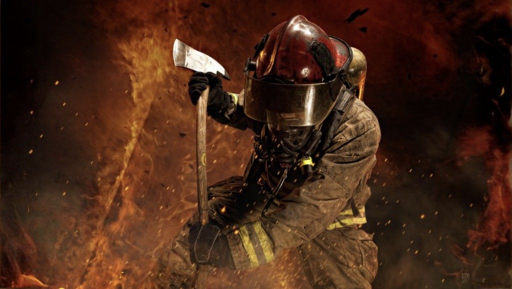 Tűzoltó akcióban — bátorság, erő, hősies Piros